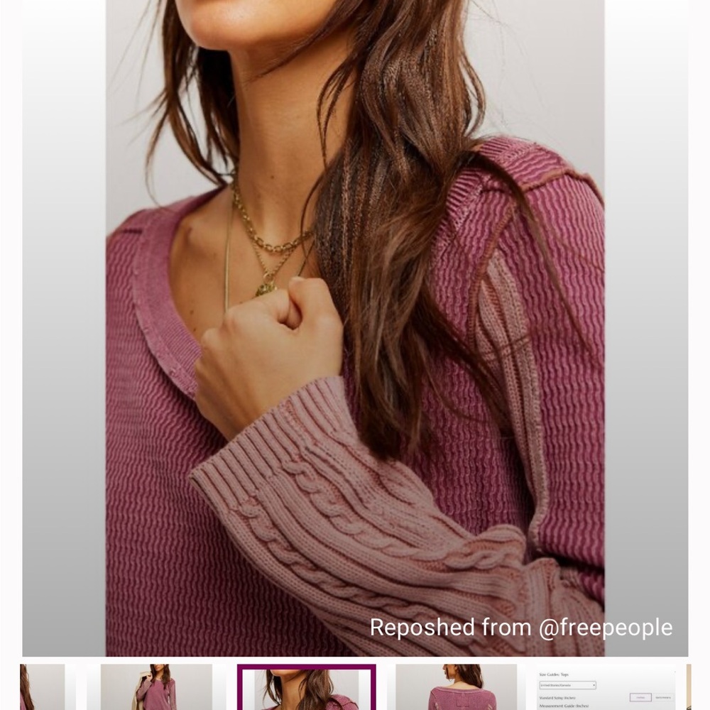 Free People We The Free Swinging Cable Cuff Vineyard Grape Combo Sweater NWT - Picture 2 of 13